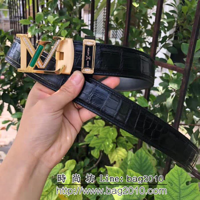路易威登LV 純手工美洲鱷魚無拼接肚皮 高端男士皮帶 LHG1526